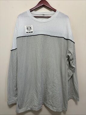 Two-Tone Long Sleeve Crewneck Shirt - White & Light Gray